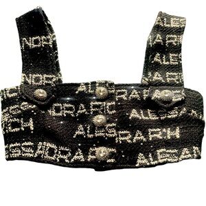 Alessandra Rich Tweed Monogram Crop top XXXS